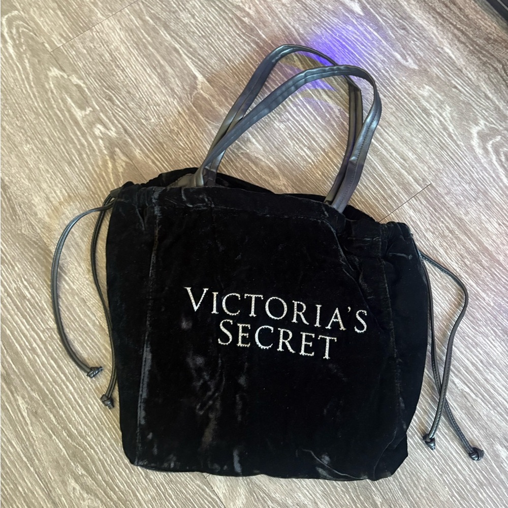 Victoria's Secret Black Velvet Tote Bag